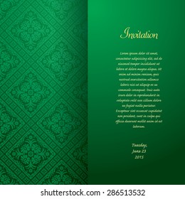 vector green baroque invitation card