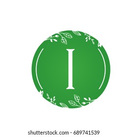 Vector Green Beauty Single Letter I Nature Logo