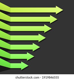 vector green bent arrows with light shadow