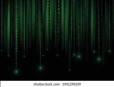 Vector : Green binary code on black background