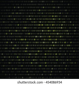 Vector green binary code on dark background 