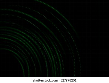Vector : Green binary curve and grid on black background