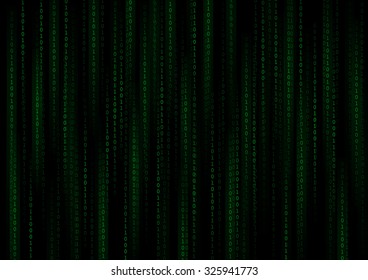 Vector : Green binary number on black background