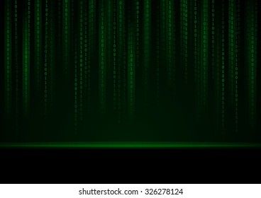 Vector : Green binary number on black background