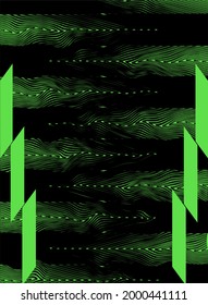 vector green and black background with waves