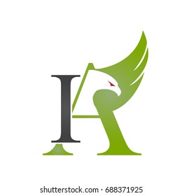 Vector Green Black Eagle Letter I A Logo