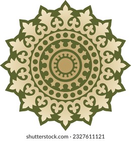 Vector green with black round ancient Byzantine ornament. Classical circle of the Eastern Roman Empire, Greece. Pattern motifs of Constantinople.
