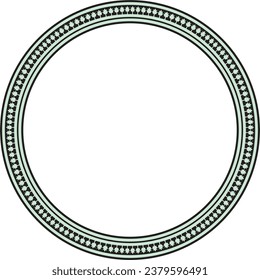 Vector green and black round byzantine ornament. Circle, border, frame of ancient Greece and Eastern Roman Empire. Decoration of the Russian Orthodox Church.
