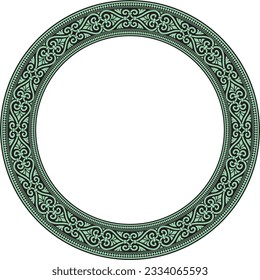 Vector green with black round ornament ring of ancient Greece. Classic pattern frame border Roman Empire.
