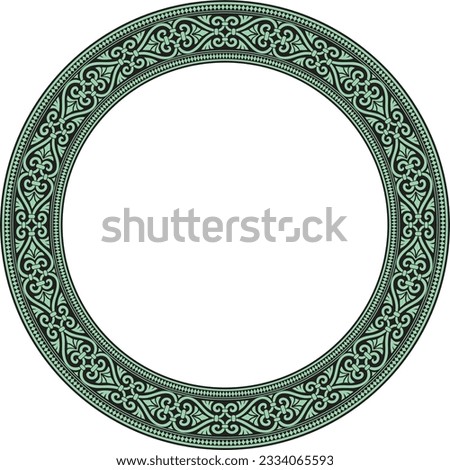 Vector green with black round ornament ring of ancient Greece. Classic pattern frame border Roman Empire.
