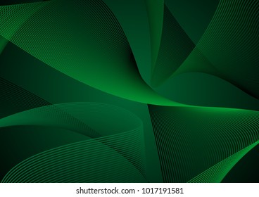 vector, green and black wavy lines, color transition