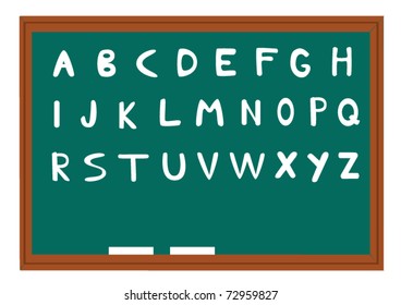 vector green blackboard with alphabet letters