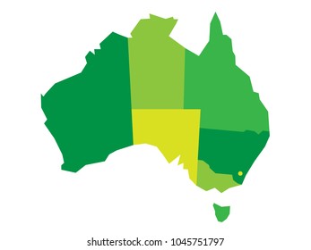 Vector green blank map of Australia.