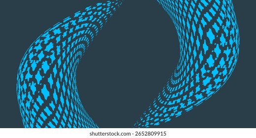 Fundo de meio-tom abstrato verde e azul vetorial com padrão de onda curva e pontos arredondados. Design minimalista de pop art, perfeito para projetos gráficos modernos
