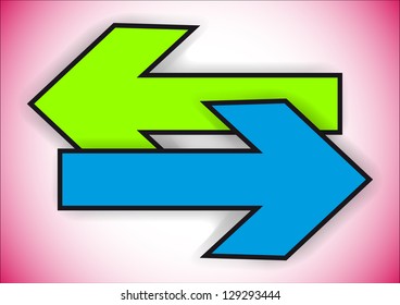 vector green and blue arrows on purple background