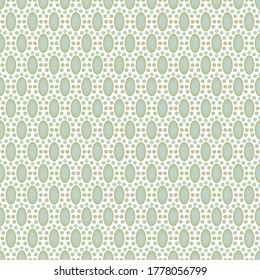 Vector Green Blue Oval and Circles on White Seamless Repeat Pattern. Background for textiles, cards, manufacturing, wallpapers, print, gift wrap and scrapbooking.