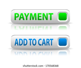 vector green and blue payment button with light shadow and reflection