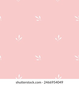 vector green blue pink pattern with minimalistic twigs, leaves pattern, grass print, hand-drawn watercolor nature motifs