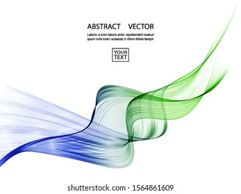 Vector green blue wave on white background.