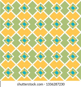 vector green, blue and yellow simetric multiple shapes