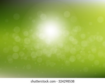 Vector green blurred circle abstract background with bokeh light circles