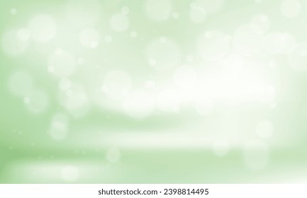 Vector green bokeh textured plain product background.