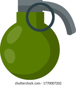 Vektor Green Bombe. Granatsymbol. Waffen und Bombe. Ausrüstung und Munition des Soldaten. Element der modernen Kriegsführung. Cartoon-Flachbild-Illustration.