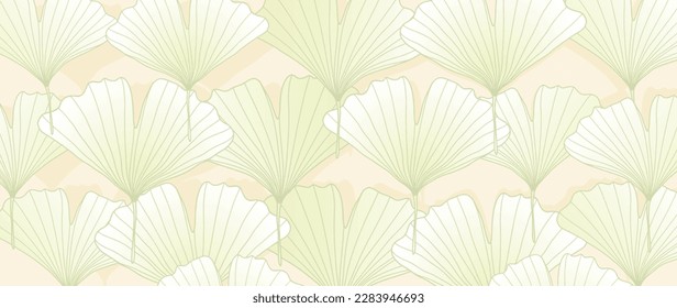 Vector green botanical background with delicate ginkgo biloba leaves for text, covers, backgrounds, wallpapers