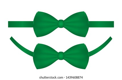 Vector green bow ties isolated on white background