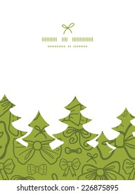 Vector green bows Christmas tree silhouette pattern frame card template