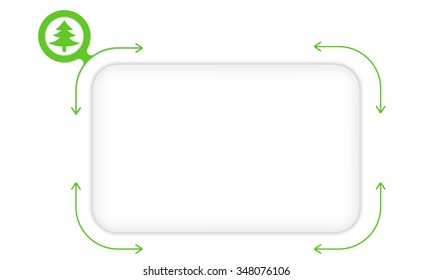 Vector green box to fill your text and tree symbol