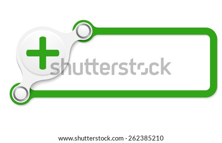 vector green box for your text and plus symbol