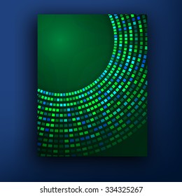 Vector green brochure design set Halftone technology abstract vector illustration.