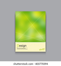 Vector green brochure template in A4 format. Defocused background with seamless pattern abstract template. Brochure template eps10. Book cover design. Annual report cover. Annual report design. 