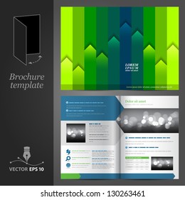 Vector green brochure template design with color stripes. EPS 10