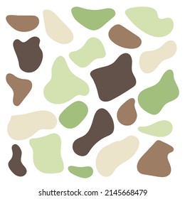 Vector green and brown various abstract shapes. Cute Boho nursery clipart. Hand drawn doodle illustration. Perfect for textile print, baby shower, kids bedroom decor, birthday party, packaging design,
