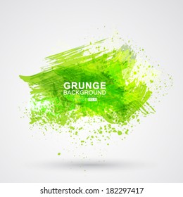 Vector green brush strokes and ink. Abstract vector design element.