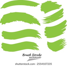 Vector green brush strokes on white background