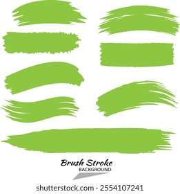 Vector green brush strokes on white background