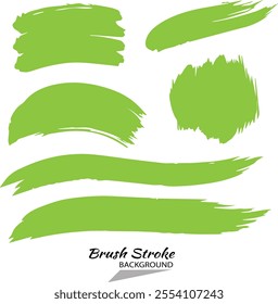Vector green brush strokes on white background