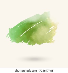Vector green brush strokes. Watercolor Grunge isolated elements. Smoke brushes for your design. Freehand. Ink splash. Acrylic stamp. Vector illustration