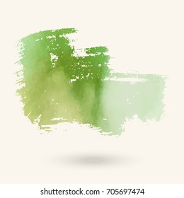 Vector green brush strokes. Watercolor Grunge isolated elements. Smoke brushes for your design. Freehand. Ink splash. Acrylic stamp. Vector illustration