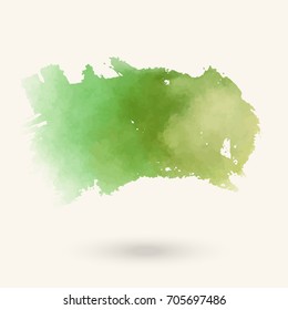 Vector green brush strokes. Watercolor Grunge isolated elements. Smoke brushes for your design. Freehand. Ink splash. Acrylic stamp. Vector illustration