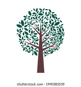 Vector of a green bush tree with decorative leaves