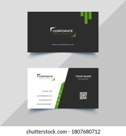 Vector green business cards with creative and modern template and simple and clean business card layout and visiting card design.