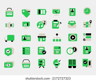 Vector Green business set of icons for web and corporative usage