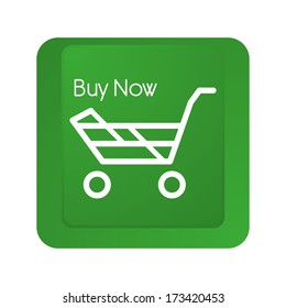 Vector Green Button For On line Shopping Isolated