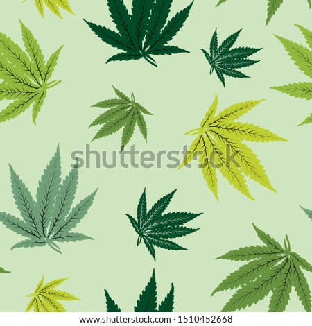 Vector green cannabis leaf seamless pattern