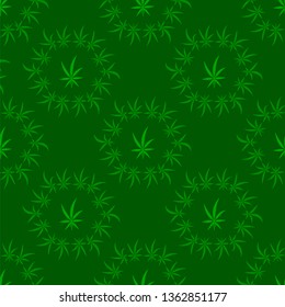 Vector Green Cannabis Leaves Background. Green Medical Marijuana Seamless Pattern