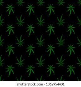 Vector Green Cannabis Leaves Background. Green Medical Marijuana Seamless Pattern
